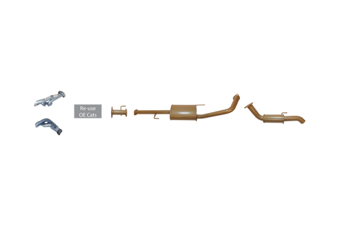 Toyota Prado 120 Series 4L V6 Petrol 2002 to 2009 - Single 2 1/2" Cat Back with Headers Kit